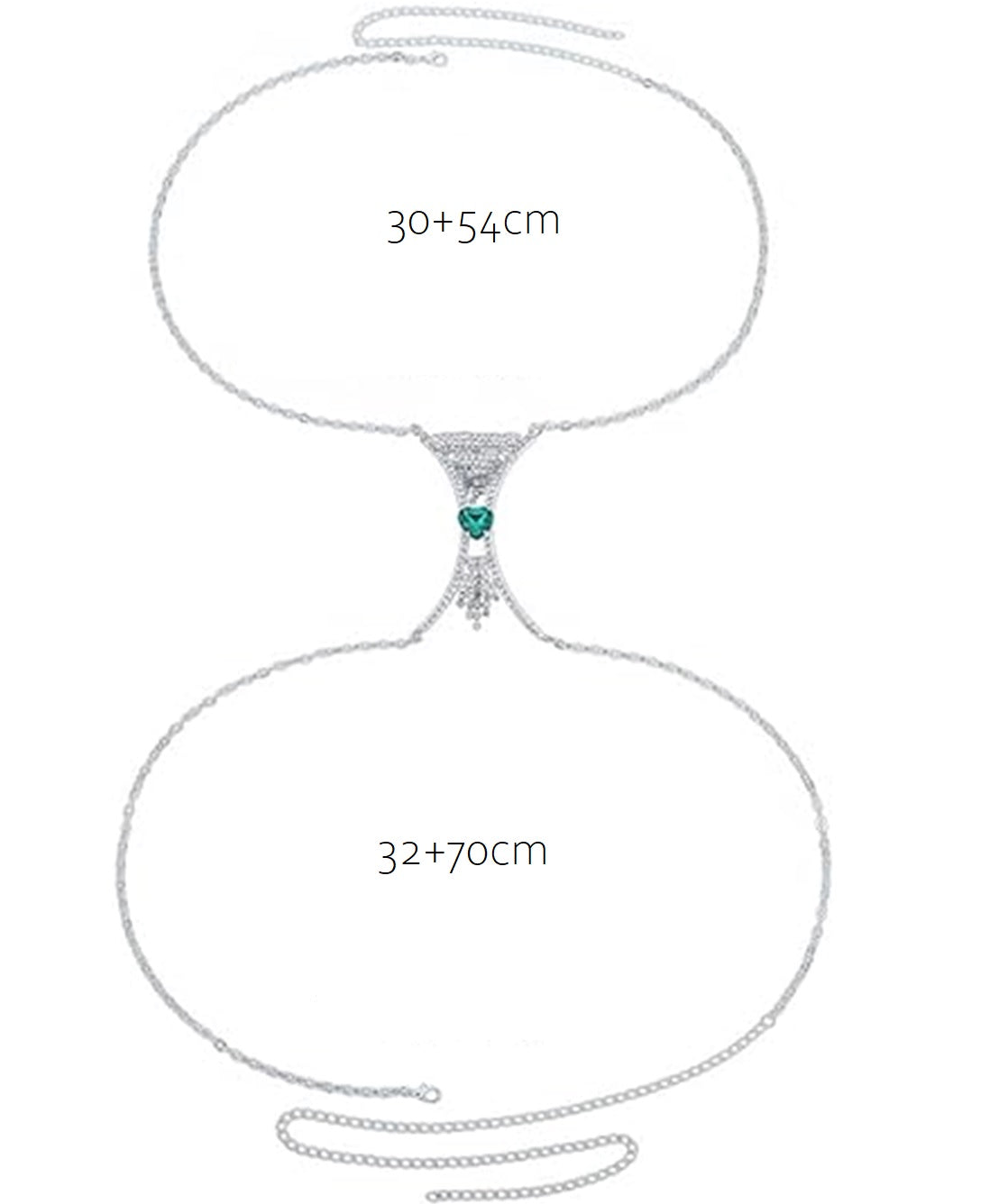 cadena corporal con piedras preciosas